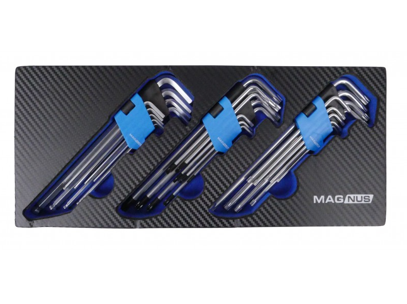 Set de chei L extra lungi TORX, T-STAR, HEX 27 buc MGS13882