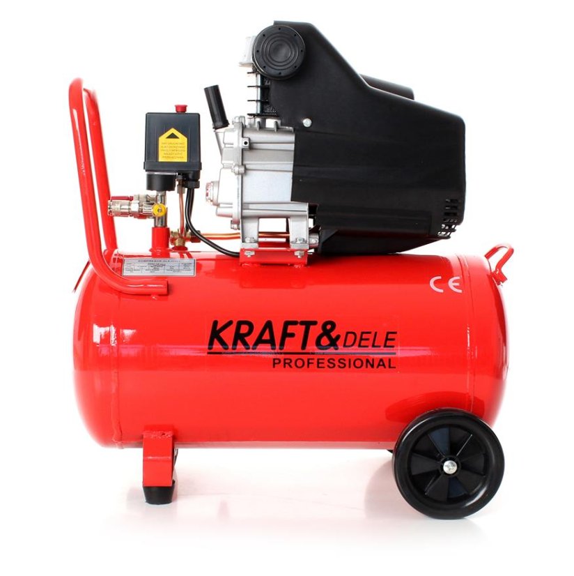Olajos légkompresszor 50 l, 8 bar, 2,8 kW, 206 l/perc, 230 V, hordozható, műhely/autóipar számára, Kraft&Dele KD401