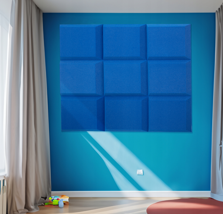 Akustický panel trapéz 50x50cm, tloušťka 5cm, modrý