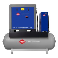 Skrutkový kompresor APS 10 IVR Combi Dry X G2 10 bar 10 HP/7.5 kW 380-1050 l/min 500 l 369212-IVR-G2