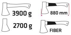 Sjekira 3900 g, glava 2700 g, drška od fiberglasa 05G203