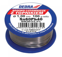 Spájkovací cín s tavidlom,1.0mm, 100g, 60%SN, Pb40Sn60