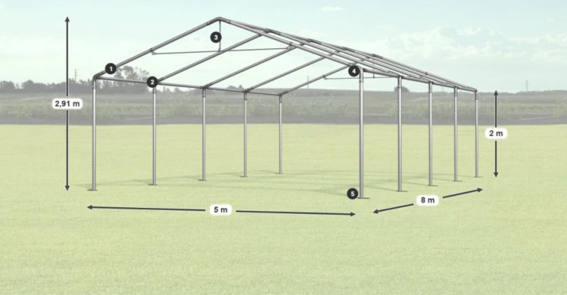Cort de petrecere 5x8x2m Comfort PE 240g Summer