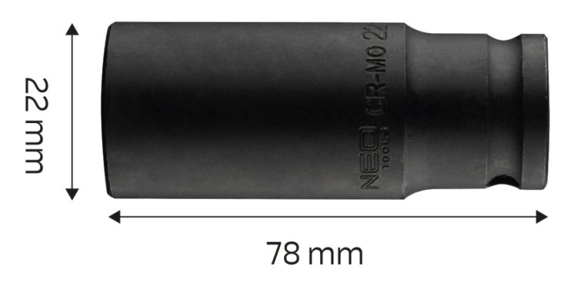 Trusă de impact 1/2" lungă, 22 x 78 mm, Cr-Mo 12-322