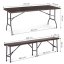 Catering készlet asztal + 2 pad 180cm Wooden Brown