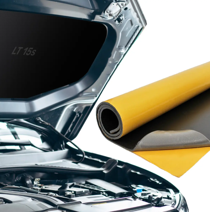 Öntapadó hangszigetelő szőnyeg a motorháztetőre és a motortérbe 50mm 25x25cm