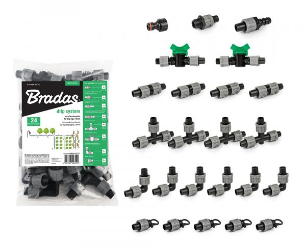 Öntözőkomponens-készlet 16 mm - 24 db.