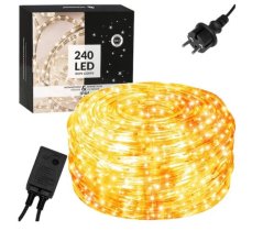 Svetelná reťaz - svetelný had 10m 240 LED 8 programov Teplá biela