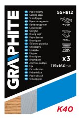 Brusni papir 115 x 160 mm, rupe, perforacija za zatvaranje pukotine. K40, 3 kom. 55H812