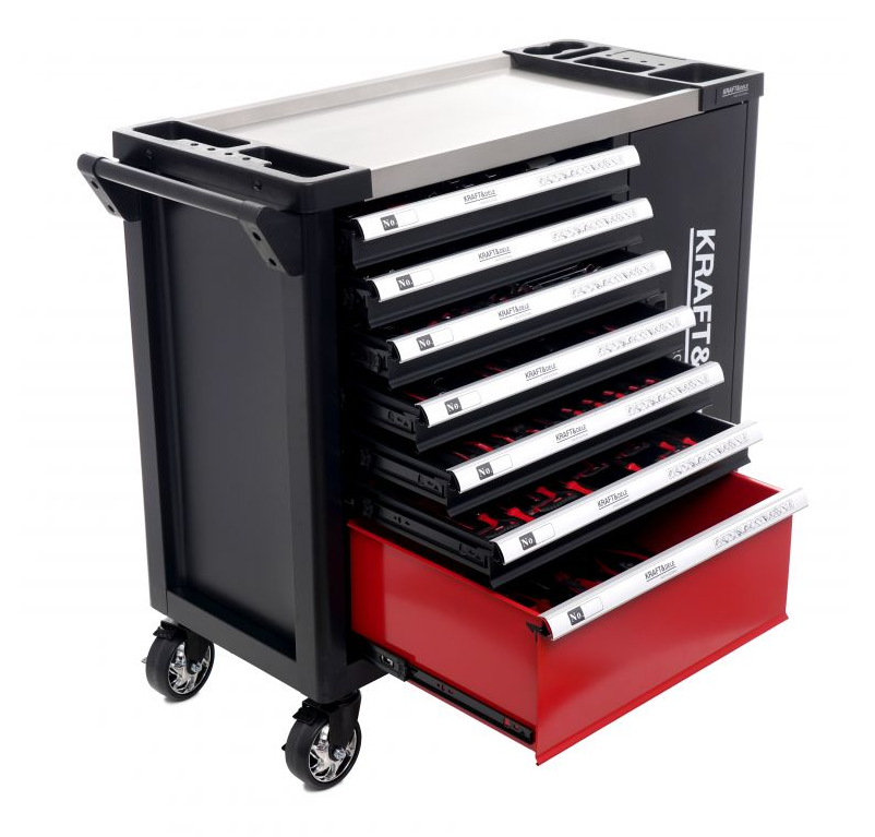 Werkzeugwagen für Werkstätten 299 Stück - 7 Schubladen + Schrank KD1068