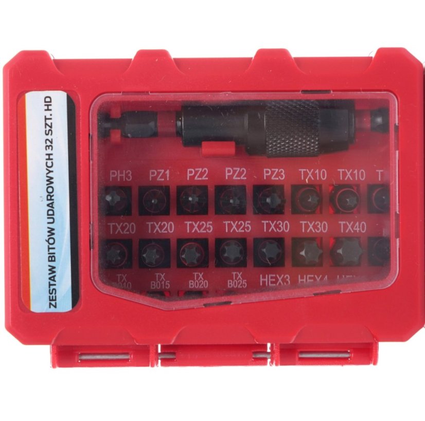CrV-Schlagbitsatz, TORX-Schlagbits, PZ1, HEX3, TX 32-teilig TA1208