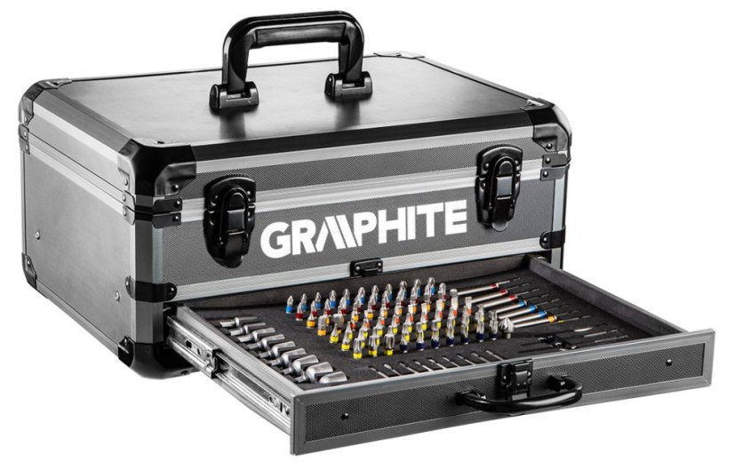 Energy+ Set im Aluminiumkoffer: Bohrschrauber 2 x 18 V/2,0 Ah, 10 mm + 109 Zubehörteile 58G022-PS15