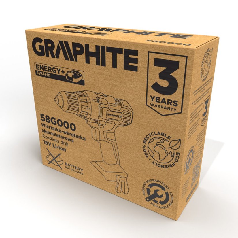 Akku-Bohrschrauber Energy+ 18 V, Li-Ion, selbstspannendes Bohrfutter 10 mm, ohne Akku 58G000