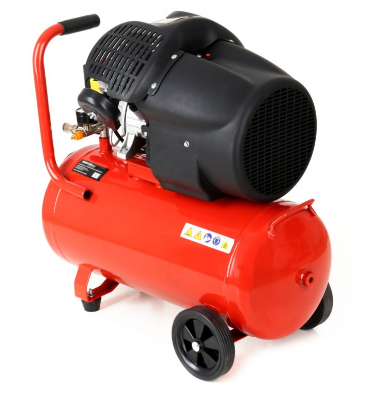 Olajkenésű légkompresszor 50L, 8bar, 3kW, 4HP, 320l/perc, 2 henger, 230V, hordozható, műhelybe/autóiparba, Kraft&Dele KD1484
