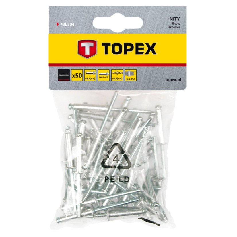 Aluminiumniet 4,8 mm x 14,5 mm, 50Stück 43E504