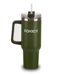 Termohrnek do auta s brčkem 1200 ml Army green