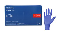 MERCATOR Nitrylex BASIC тъмносини защитни ръкавици, размер L, 100 бр./опаковка