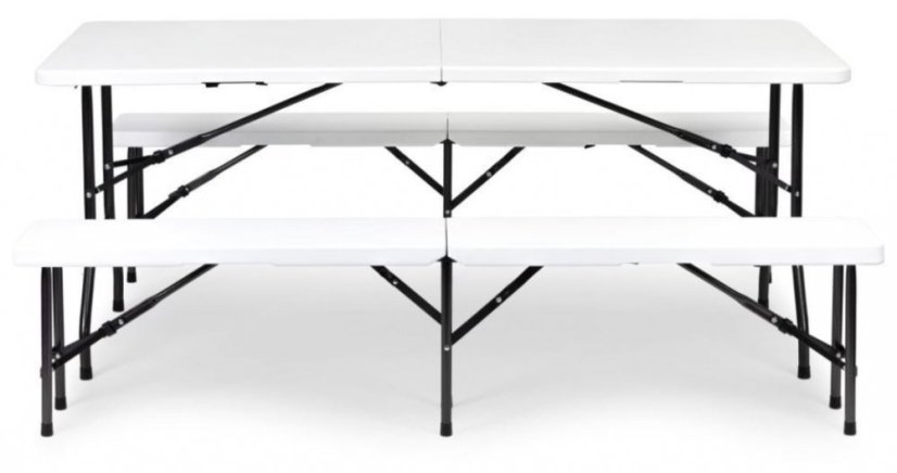 Set catering masă + 2 bănci 180cm White