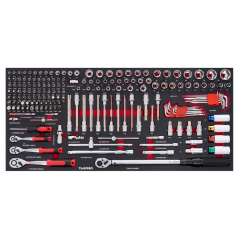 Belső, tartozékok műhelyszekrényhez, PERFORMANCE műhelykocsi, kulcskészlet dugókulccsal, 186 darabos TA19631