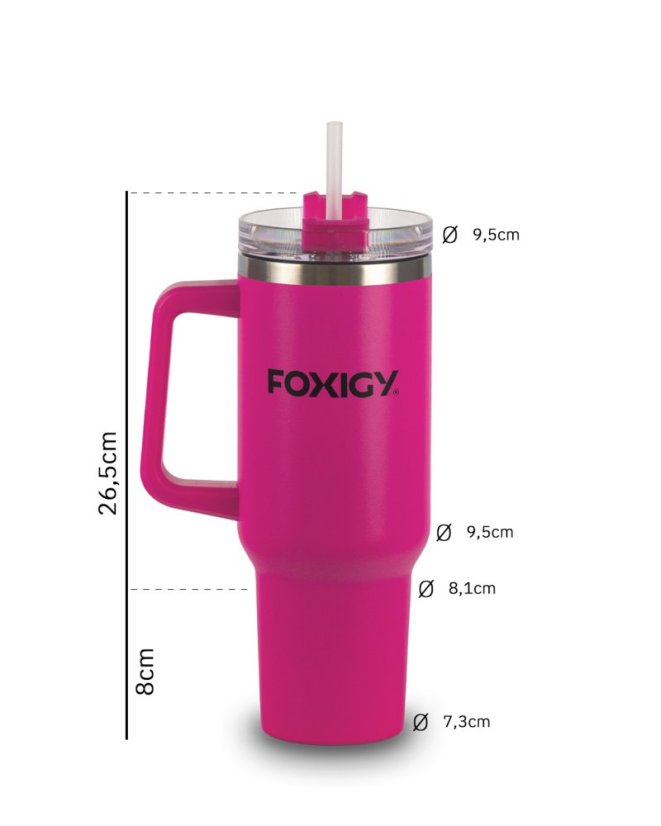 Termohrnček do auta so slamkou 1200 ml Fuchsia
