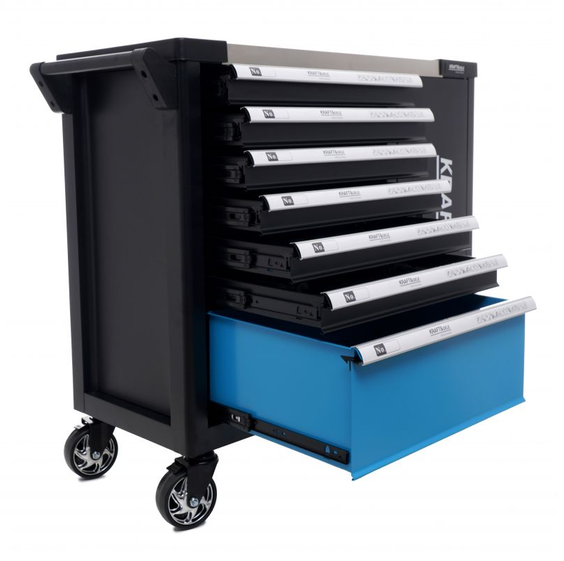 Cărucior pentru scule de atelier 309 buc - 7 sertare + dulap KD1069