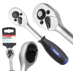 Ratschenschlüssel, gebogen, 1/4", 24 Zähne, CrV, TA230