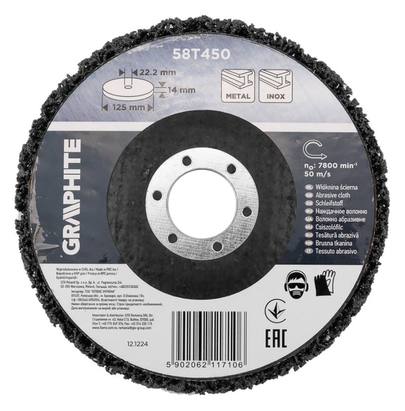 Disc de șlefuit 125 x 14 x 22,2 mm 58T450