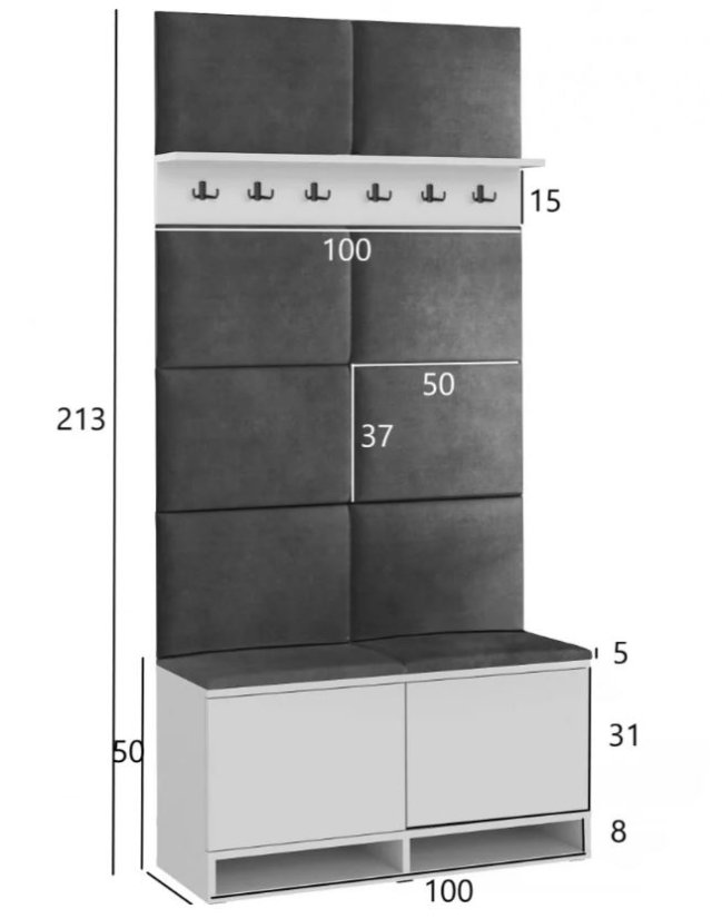 Закачалка за стена в коридора Craft/ Grey
