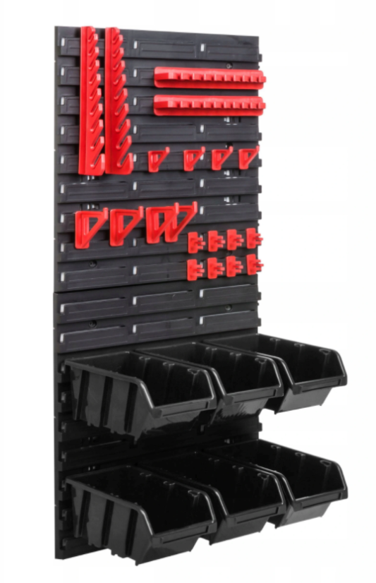 Perete pentru unelte 78x39cm + 6 cutii NEGRE
