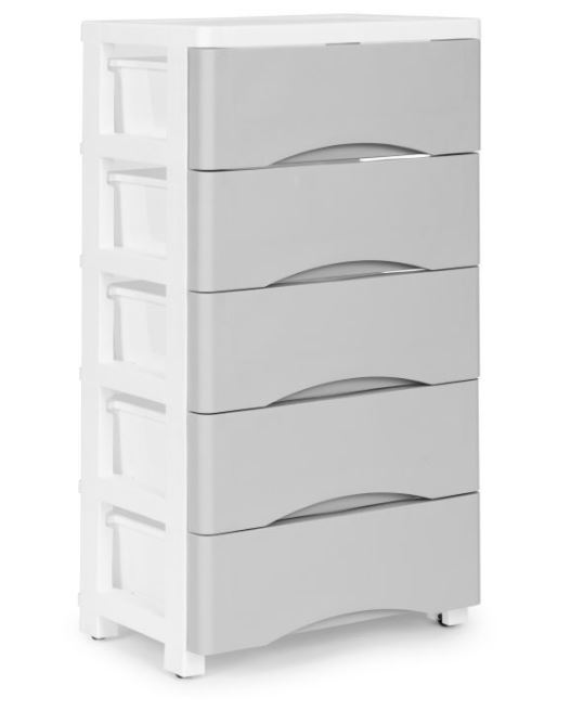 Regal na kolescih 5 polic White/ Grey