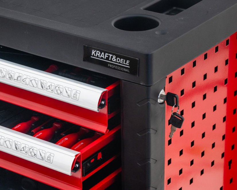 Cărucior de atelier cu unelte 263buc - 6 sertare KD361