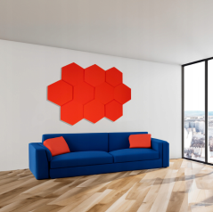 Panou acustic hexagonal 50x50cm, grosime 3cm, roșu