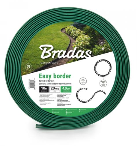 Bordură din plastic 40mm 10m cu pini Verde EASY BORDER