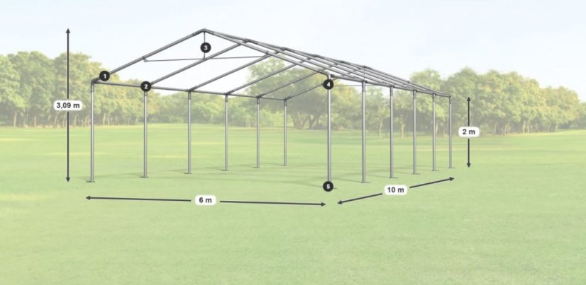 Cort de petrecere 6x10x2m Comfort PE 240g cu plasă împotriva insectelor Summer
