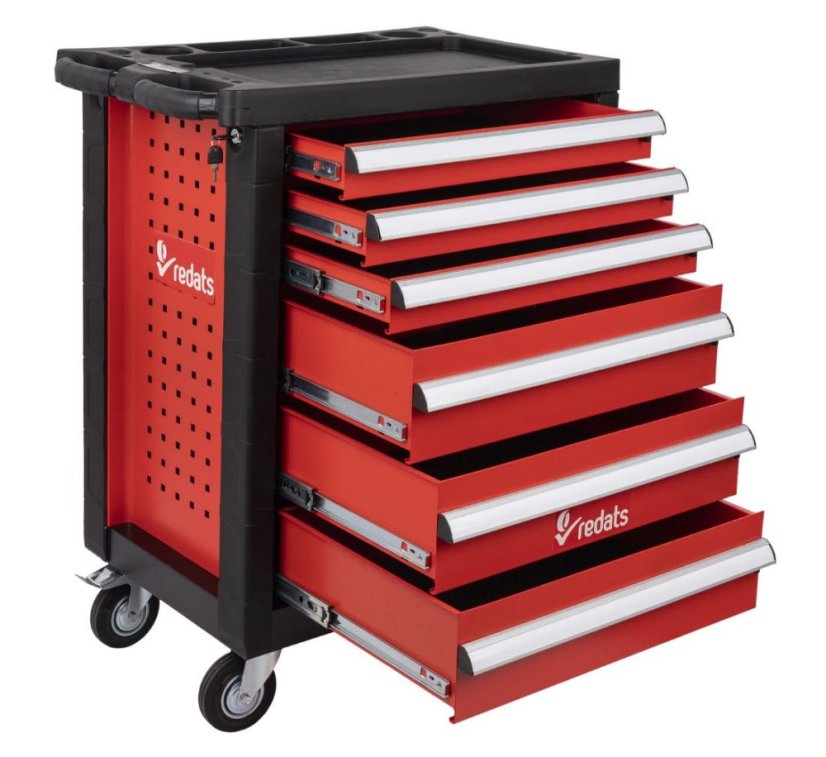 Profesionalni delavniški voziček omarica za orodje - 6 predalov Red/Black