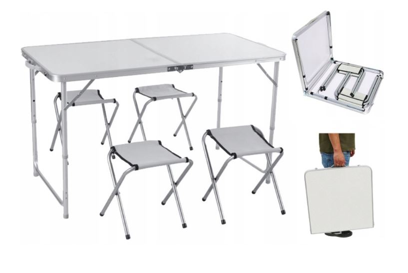 Masă de camping 120x60cm și 4 scaune Brown