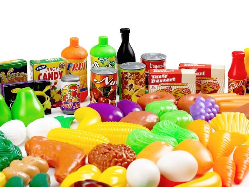 Souprava ovoce a zelenina Ecotoys zábavná kuchyňka 120 ks