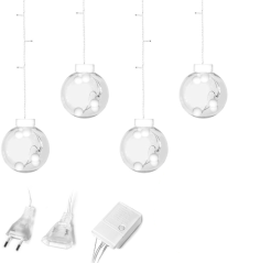 Ljuskaste kugle za zavjesu, 108 LED dioda, 3 m, hladno bijela