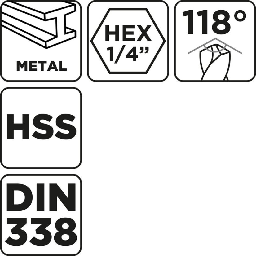 6-kutno svrdlo za metal 4,0 mm, 2 kom. 54T705
