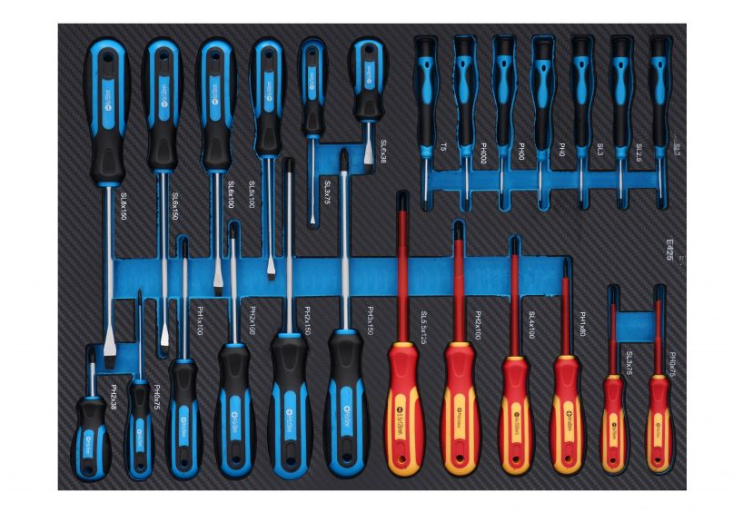 Cărucior pentru scule de atelier 309 buc - 7 sertare + dulap KD1069