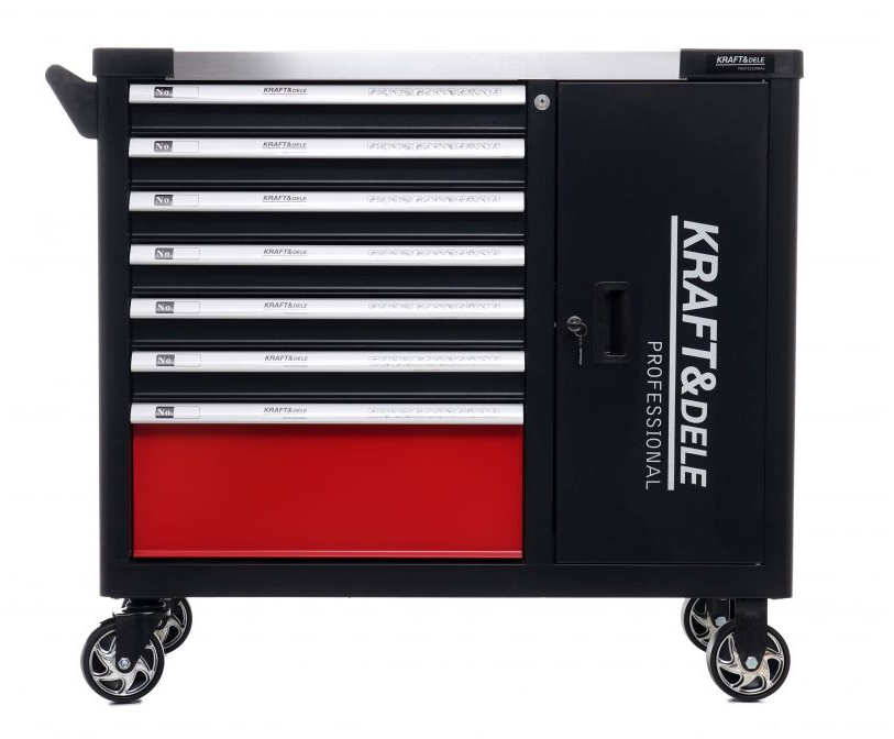 Werkzeugwagen für Werkstätten 299 Stück - 7 Schubladen + Schrank KD1068