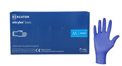 MERCATOR Nitrylex BASIC тъмносини защитни ръкавици, размер M, 100 бр./опаковка