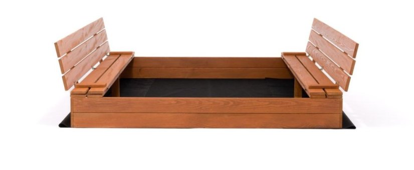 Sandkasten mit Bänken 160cm imprägniert + Abdeckfolie + Agrotextil SUN