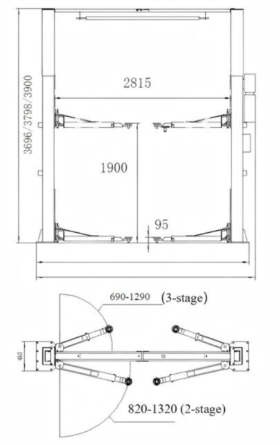 Automatski dviškolučni dizalnik nosivosti 4 tone, 400 V, EL S 40 TL