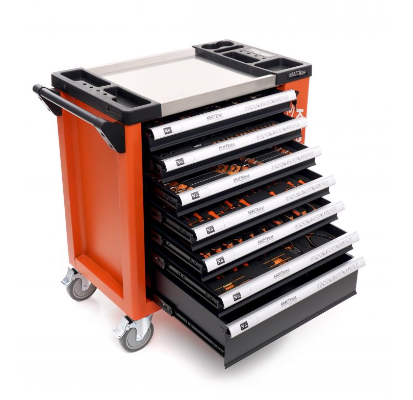 Cărucior pentru scule de atelier 258pcs - 7 sertare KD1067