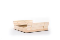 Sandkasten mit Bänken 120cm + Abdeckung + Agrotextil SUN