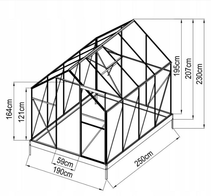 Polykarbonátový skleník 2,5x1,9x1,95m