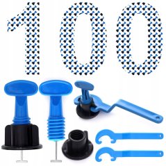 Sistem reutilizabil de nivelare a plăcilor, pene, cleme, 100 bucăți TA4222