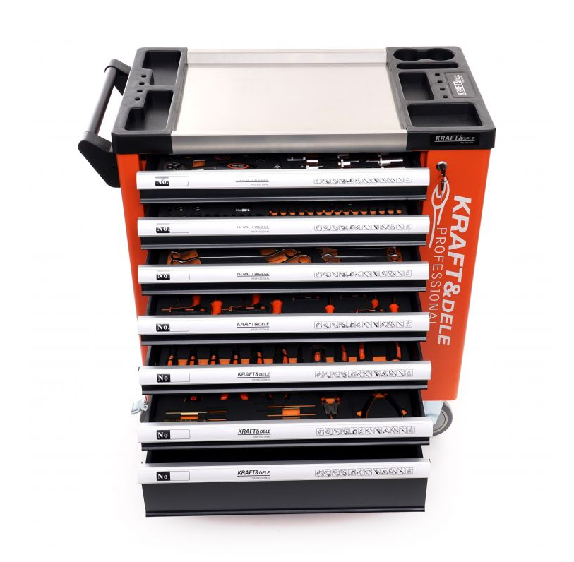Cărucior pentru scule de atelier 258pcs - 7 sertare KD1067