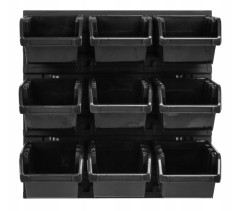 Stena na náradie 39 x 39cm + 9 boxov BLACK